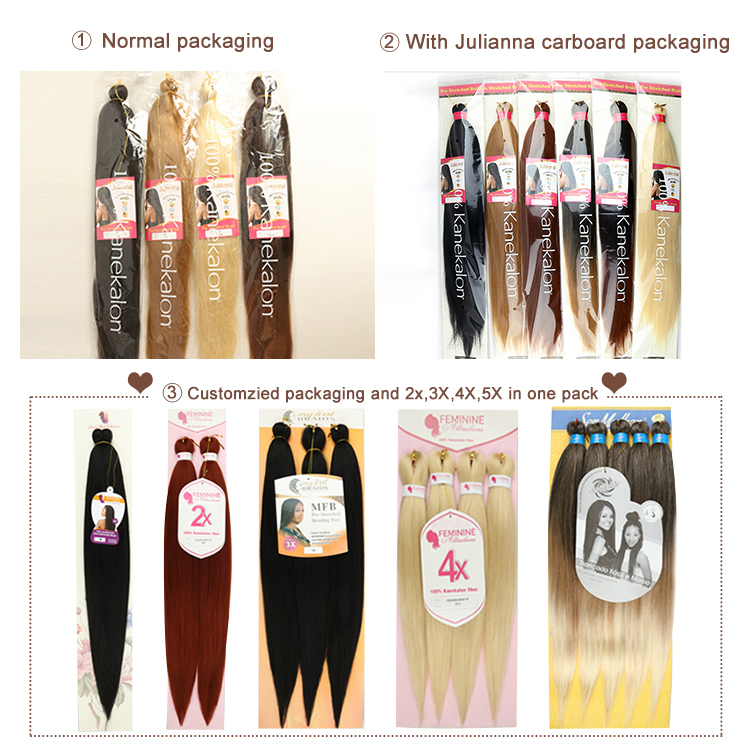 Julianna prestretch briading hair ombre  48" and 60  pre stretched wholesale 3 pack extensions super hair braids