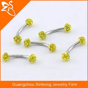 Eyebrow body jewelry,stainless steel crystal ball Curved Barbell Eyebrow Ring Piercing