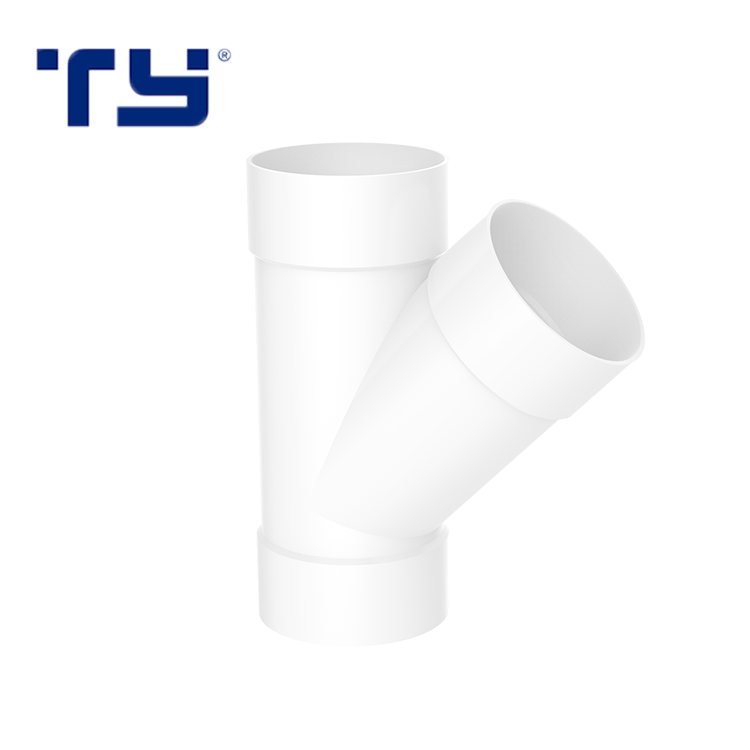 White PVC Plastic Pipe Fitting Y Tee