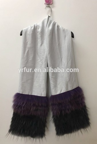 Yanran Fur Factory YR929 New Arrival Cashmere and Real Raccoon Fur Stole