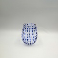 Verre sans pied motif pot bleu pour bougie