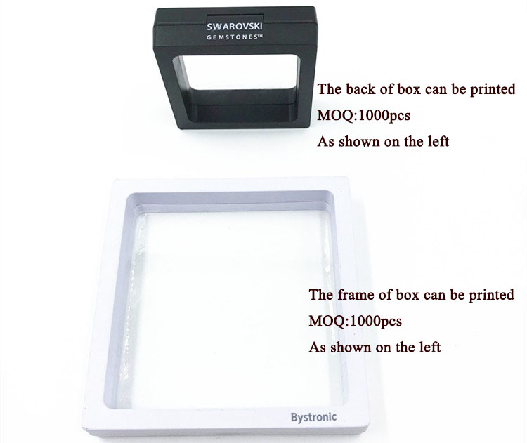 11*11*2cm OEM Jewelry Display Free Stand 3D Floating Frame Membrane Display Box