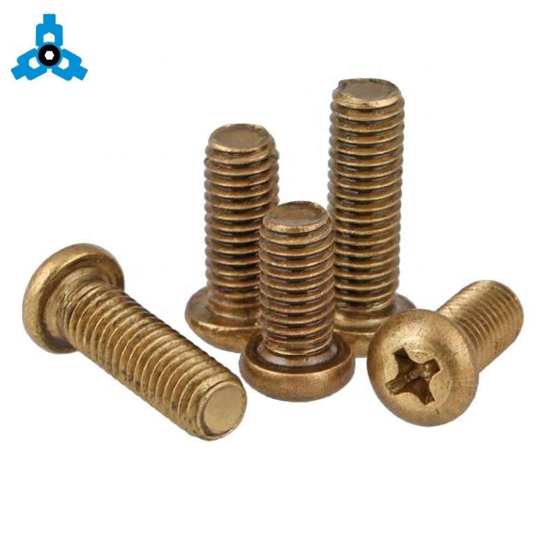 Good Quality Machined Screw M3M4M5M6M7 Brass Cross Round Phillips Pan Head Screws