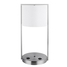 White Ribbed Drum Fabric Shade Brushed Nickel Round Base Desk Table Lamp for Marriott Courtyard Inn
