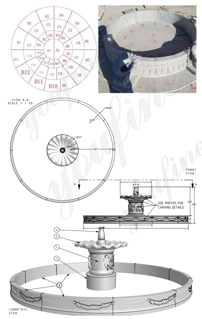 Outdoor Decoration Stone Marble Water Fountain