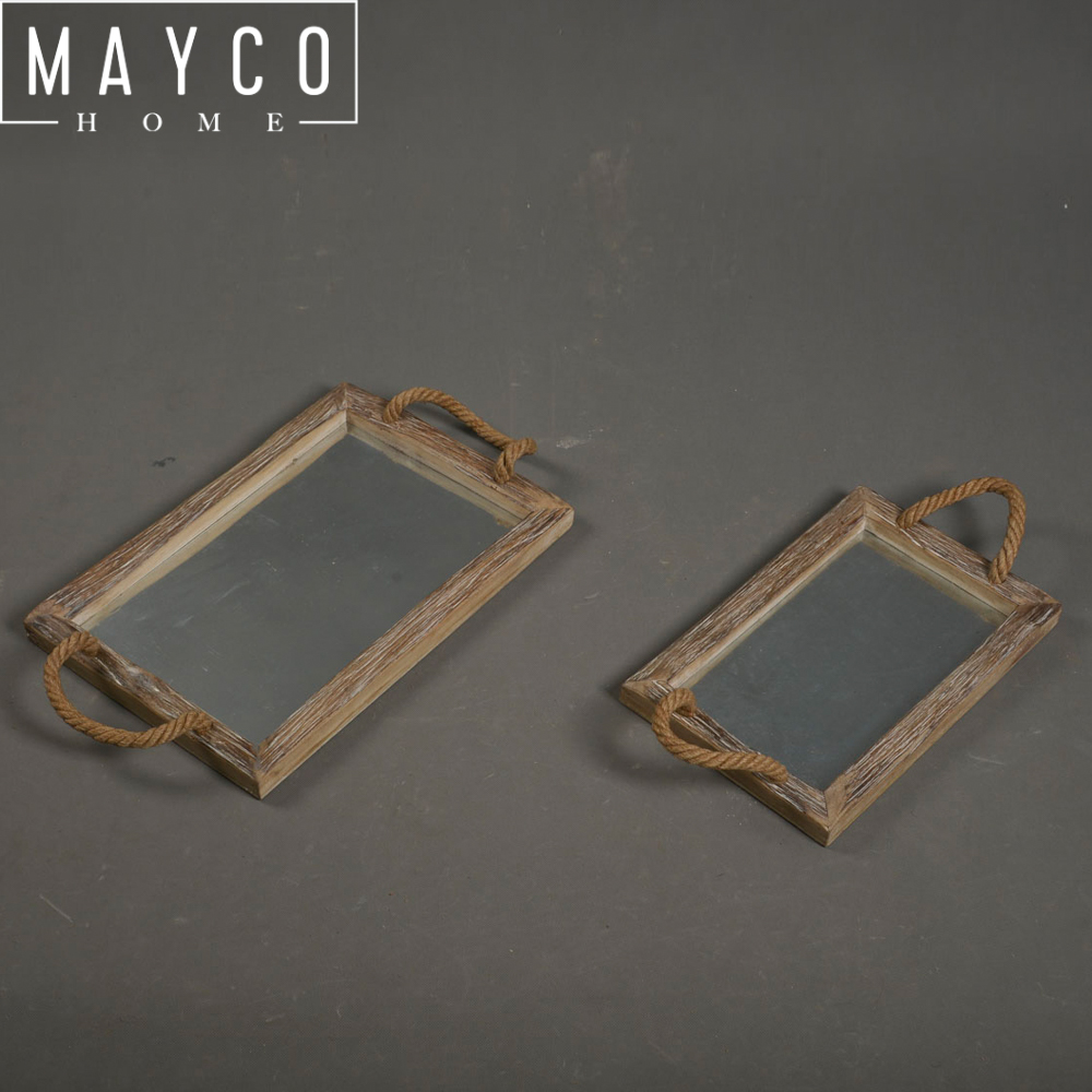 Mayco Custom Rectangular Wooden Food Serving Tray Set for Restaurant