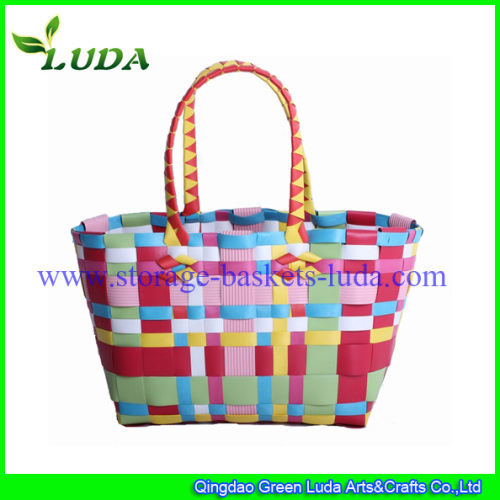Luda Mixed Colors Practical Plastic Straw Basket