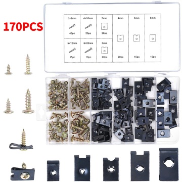Automotive Stainless Steel Clip U Nut and Metal Fastener Assortment Kit