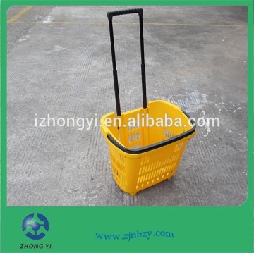 plastic shopping basket with telescope handle