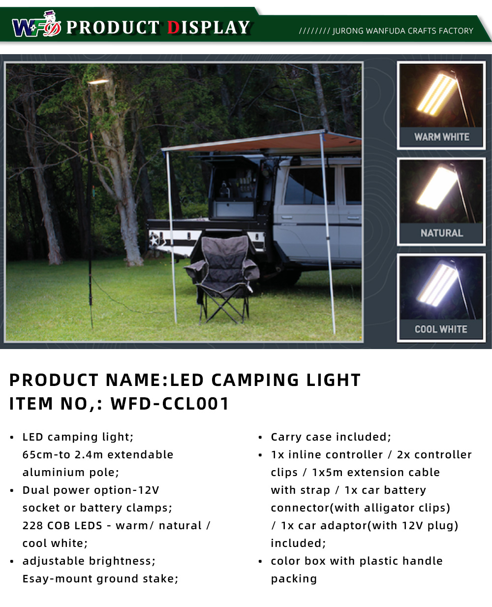 2-LED SVJETLO ZA KAMPIRANJE ARTIKL BR WFD-CCL001-x 2-LED CAMPING LIGHT ITEM NO WFD-CCL001-x