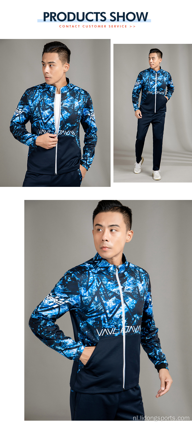 Mode aangepaste print logo Men Sport Polyester tracksuit