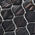 Black Gold Lines Glass Arabesque Shape Lobby Mosaic