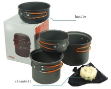 Portable Outdoor Camping Cookware Backpacking Cooking Picnic Bowl Pot Pan Set