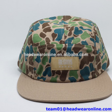 custom made design camo 5 panel snapback cap/hat