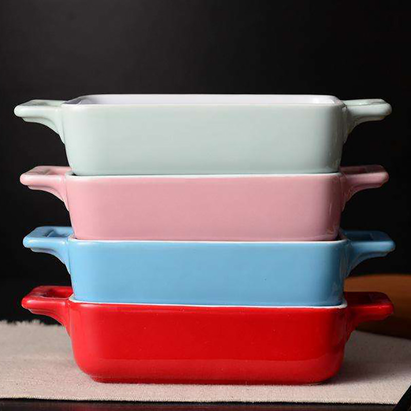 Customized Rectangle Kitchen Ware Baking Tray Ceramic Bake Pan Bakeware Sets