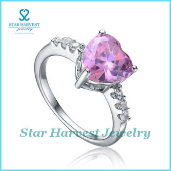 Rhodium Plated Gemstone Finger Amethyst Ring