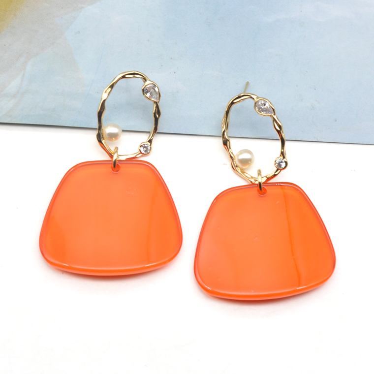 Spring summer clear orange acrylic novelty drop earrings