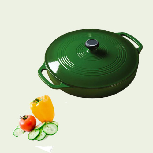 Green Enamel Cast Iron Camping Casserole Cookware