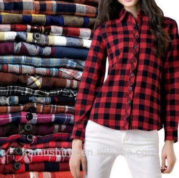 Woman flannel check shirts slim fit fashion shirts for lady