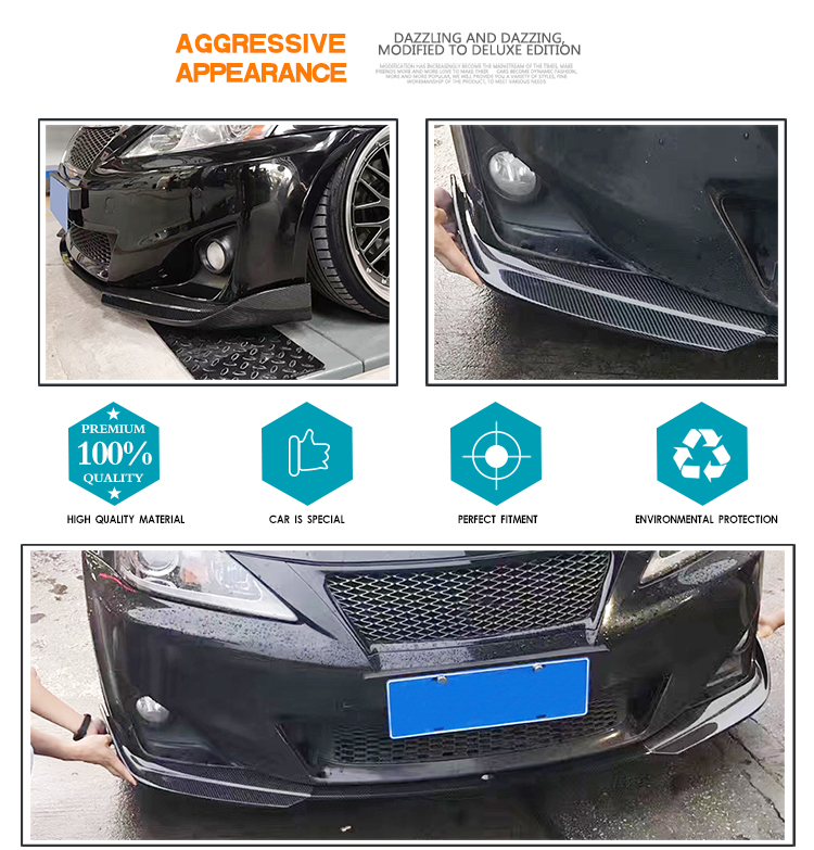 IS250 IS300 JC Style Carbon Fiber Front Bumper Lip for Lexus IS250 Base Sedan 4-Door 11-12