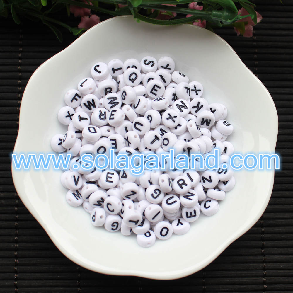 4*7MM Acrylic White Letter Beads