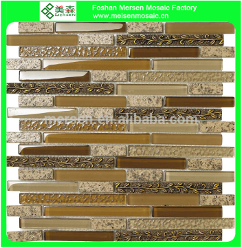 Glass and resin blend linear strips mosaic SJ307