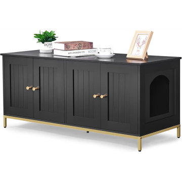 Hot Sale Metal Frame Cat Litter Box Enclosure with Double Rooms