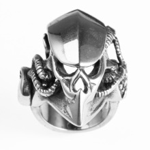 Animal mask crow skull rings for men