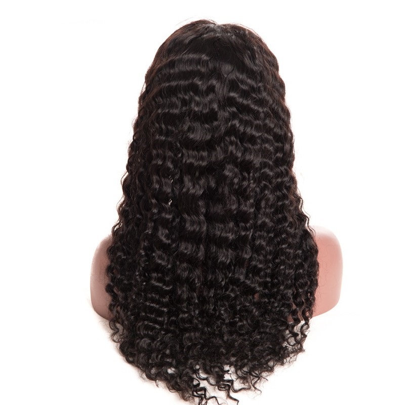 Deep Wave  Lace Front Wig 100%  Raw Human Hair , Gluesless Deep Wave Lace Front Wigs With Elastic Band Wigs For African American