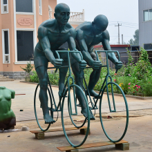 outdoor garden decoration bronze metal bicycle sculptures