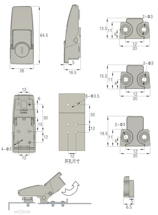 ชุดหัวเข็มขัดรูปแบบใหม่สำหรับล็อคตู้จากจีน Dk604-2