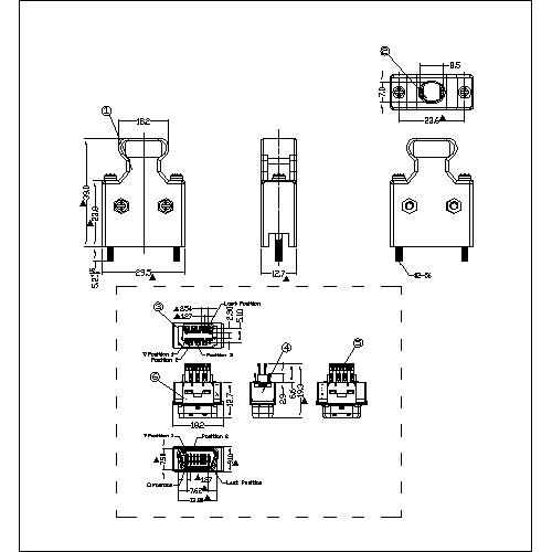 1.27mm Series 14P Hood Straight Exit Split With Solder Connector Molded Ribbon Type HPPCS02CNS-14XXX