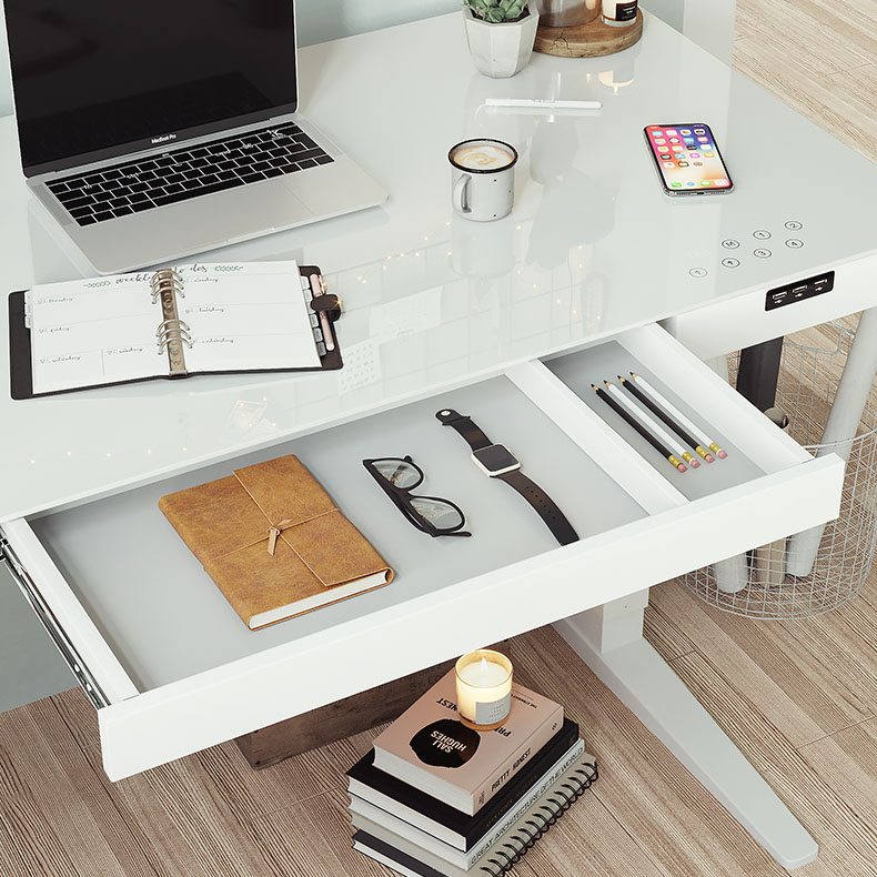 Bureau debout en verre moderne