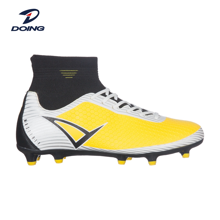 China Supplier Comfortable Outsole Training Yellow Custom Outdoor High Top Football Shoes Soccer Boots