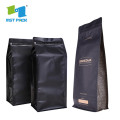 Eco Friendly Kraft Paper Square Flat Coffee Poss med ventil og ziplock