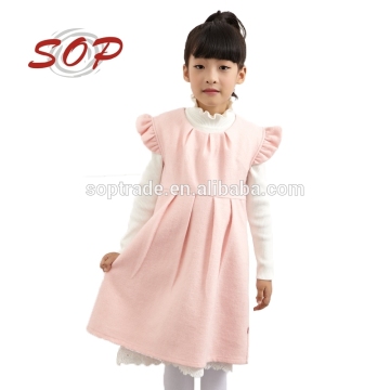 Korean style pink lovely lace woolen winter party dress for girls