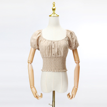 girls' puff sleeve high waist top