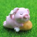 50mm Pig Resin Craft and Arts Dog Figurines Sleeping Pig Cabochon for Home Office Decorations