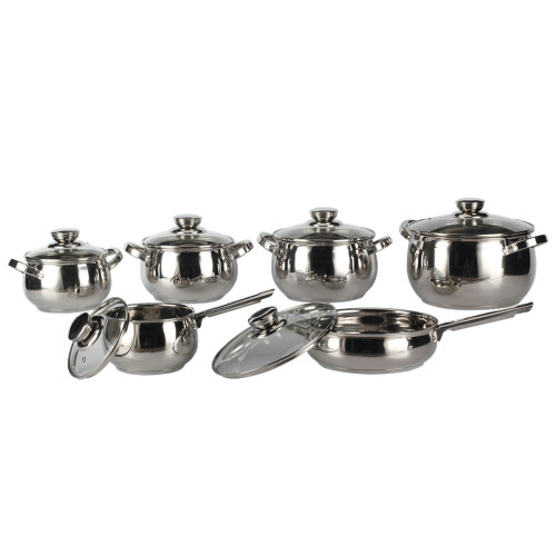 12 pieces silver cookware set