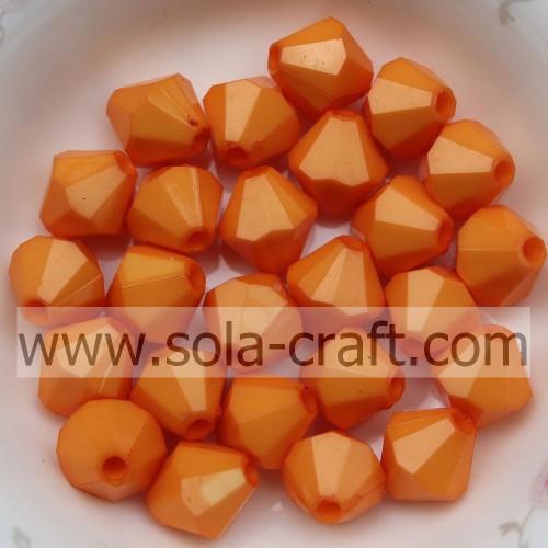 Colorful Faceted Diamond Bicone Opaque Acrylic Beads