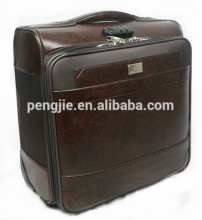 PU leather trolley pilot case with wheel