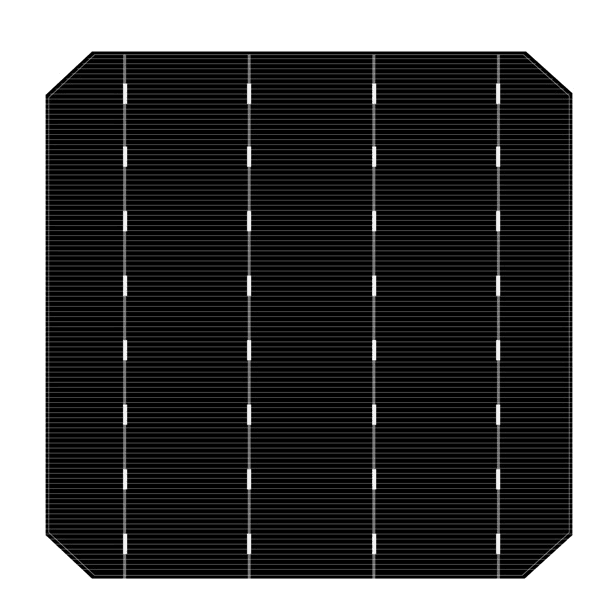 Sel suria 5BB sel solar monokristal156X156Mm