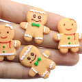 Cartoon Kerst Gingerbread Man Cookies Plaksteen Hars Cabochon Voor Haar Boog Centrum DIY Scrapbooking Decoratie Accessoires