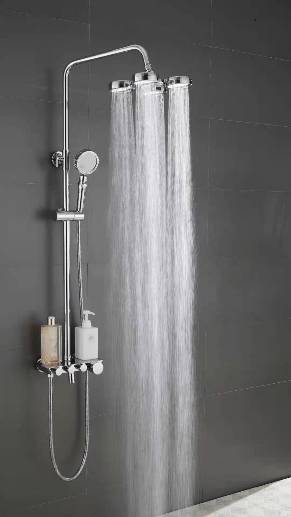 Yeni stil Komple set abs krom kaplama tavan ve duş başlığı yağış banyosu el durdurma düğmesi ile