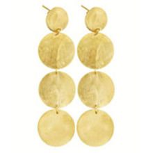Gold circles jointed long drop earring