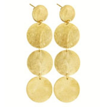 Gold circles jointed long drop earring