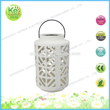 Ceramic hollow out jar Solar LED table light