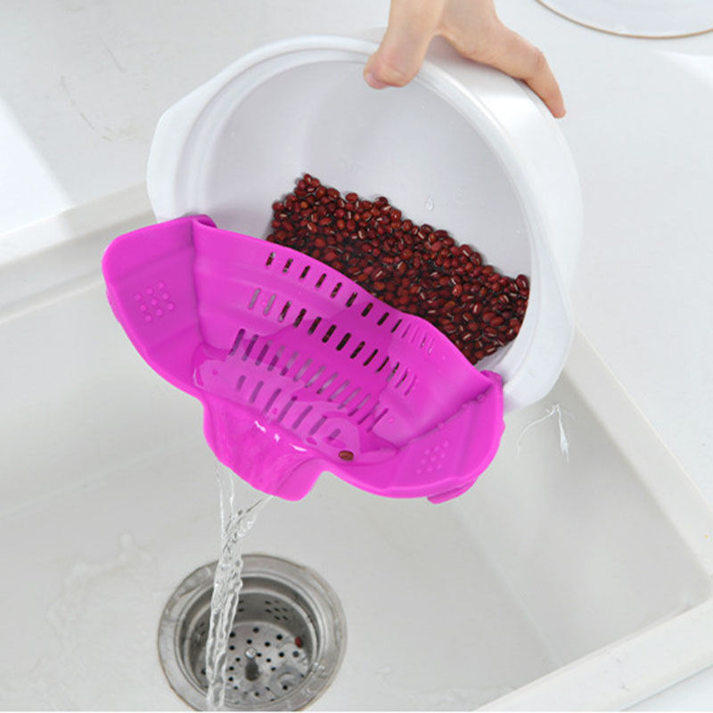 Kitchen Silicone Pot Strainer - Adjustable Snap Strainer Clip On Silicone Colander, Fits all Pots and Bowls Food Colander