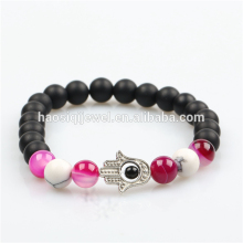 black onyx bangle bracelet, color bead hamsa bracelet for women