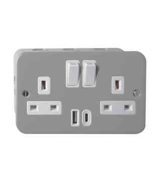 2GANG SWTCHED SOCKET WITH TYPE A&C USB